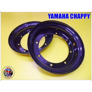 ล้อกะทะ YAMAHA CHAPPY LB50 LB80 Front Wheel Set 2Pcs. (ล้อหน้า) สีดำเงา ขอบ 8 หน้ากว้าง 4 นิ้ว