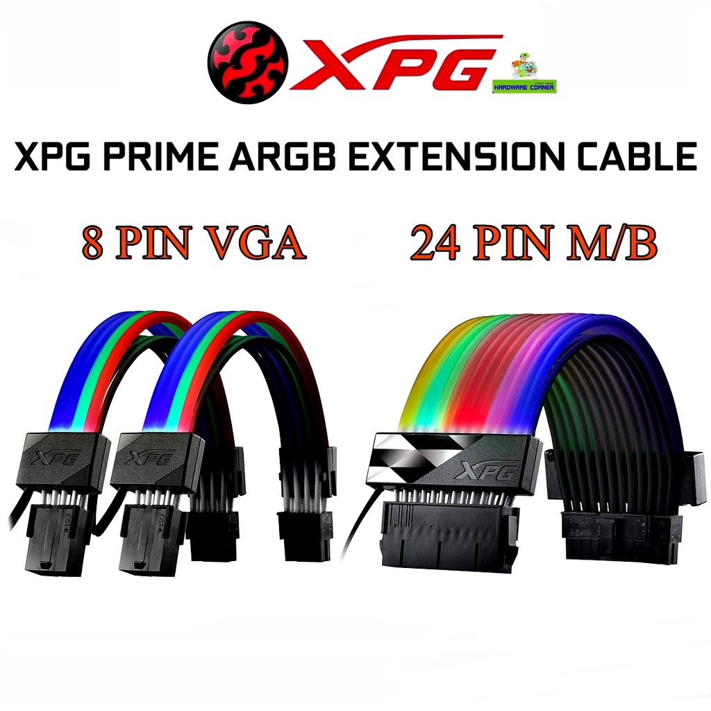 SLEEVED CABLE (สายถัก) XPG PRIME ARGB EXTENSION CABLE 8 PIN VGA ,24 PIN M/B