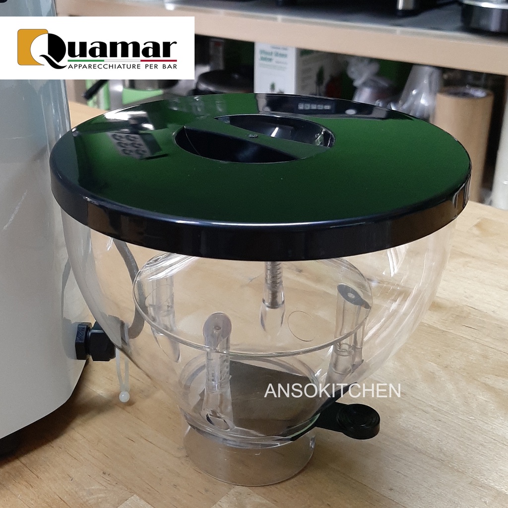 Quamar Hopper โถเมล็ดกาแฟ ความจุ 250 กรัม พร้อมฝาและลิ้น สำหรับ เครื่องบดกาแฟ Quamar รุ่น M80E และ M