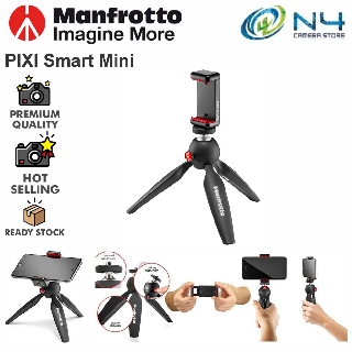 Manfrotto PIXI ขาตั้งกล้อง ขนาดเล็ก สีดํา พร้อมแคลมป์หนีบสมาร์ทโฟน