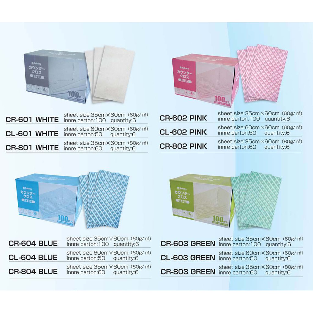 ผ้าเช็ดทำความสะอาดเอนกประสงค์แผ่นใหญ่ เคาน์เตอร์ โค้ท 100 ชิ้น | Counter Cloth คุณภาพญี่ปุ่น ของแท้ ขนาด 35×60 ซม.