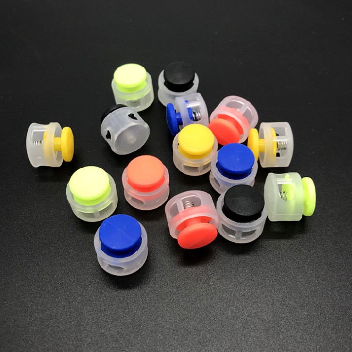 ตัวล็อคเชือก กลมแบน stoper ขนาด 17x16 mm. รู 5 mm. (4 ตัว/แพ็ค)