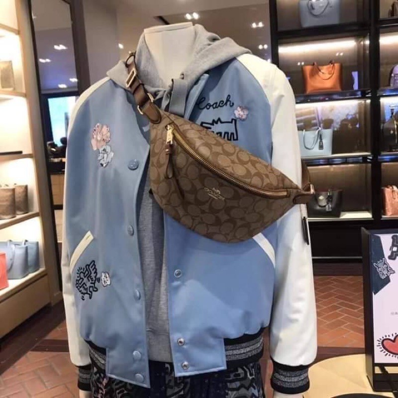COACH F48740 BELT BAG IN SIGNATURE CANVAS 🔻 Size : 14 1/4” (L) x 5" (H) x 4 1/4" (W)Color :CHARCOAL/
