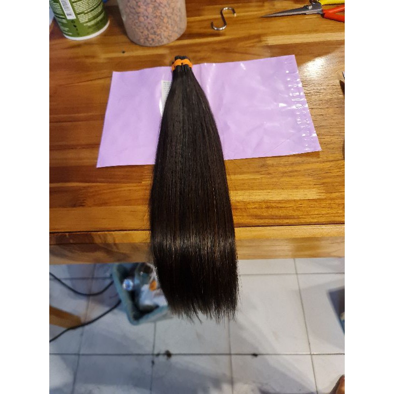 ผมแท้มือ1ตัดสดไซร์ 27"/120ช่อ/1700บาท ยาวสายวัด 48เซนยืดสปาปลายหนานิ่มสวยมีน้ำหนัก