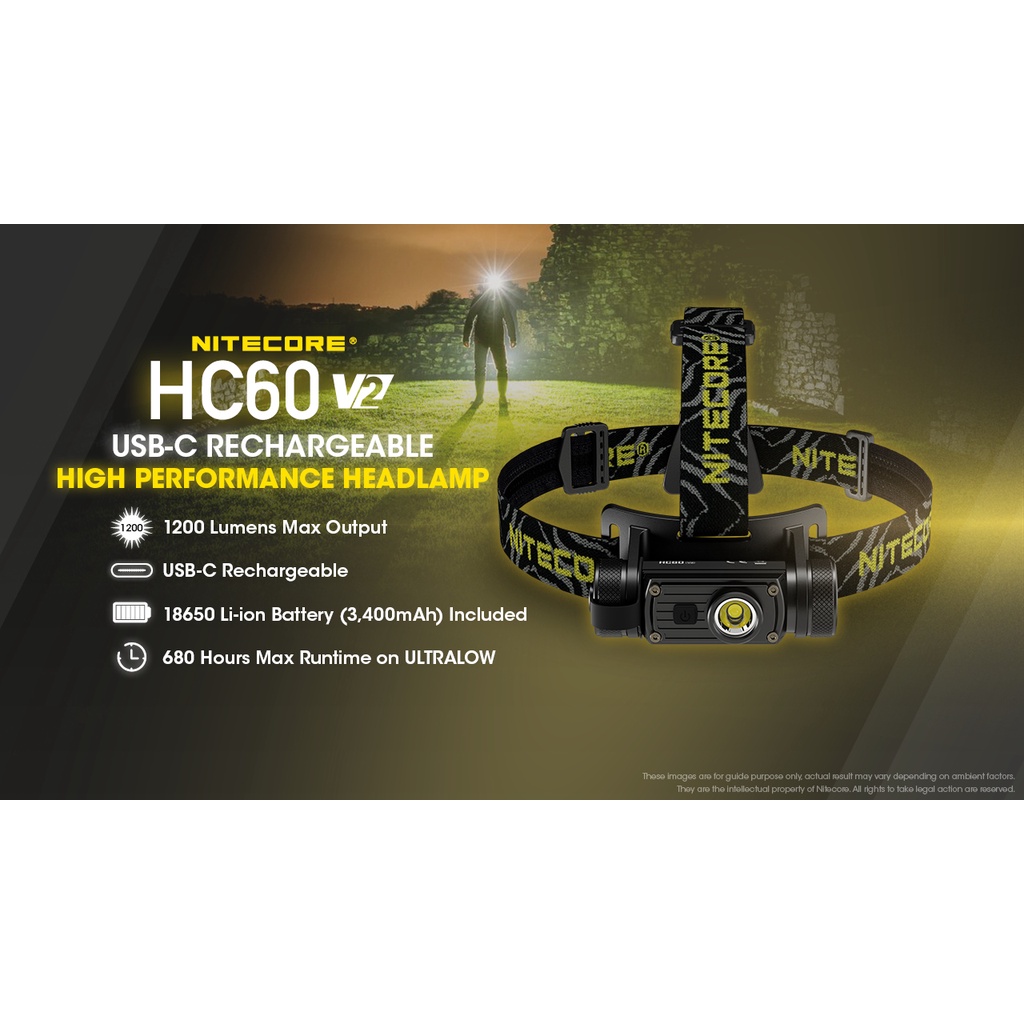 ไฟฉายคาดหัว Nitecore HC60 V2 สินค้าตัวแทนในไทยประกันซ่อมสามปี