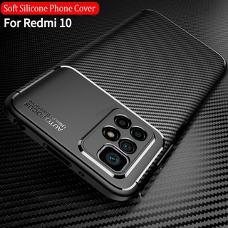 เคสโทรศัพท์ซิลิโคนคาร์บอนไฟเบอร์กันกระแทกสําหรับ Xiaomi Redmi 10 Redmi 10