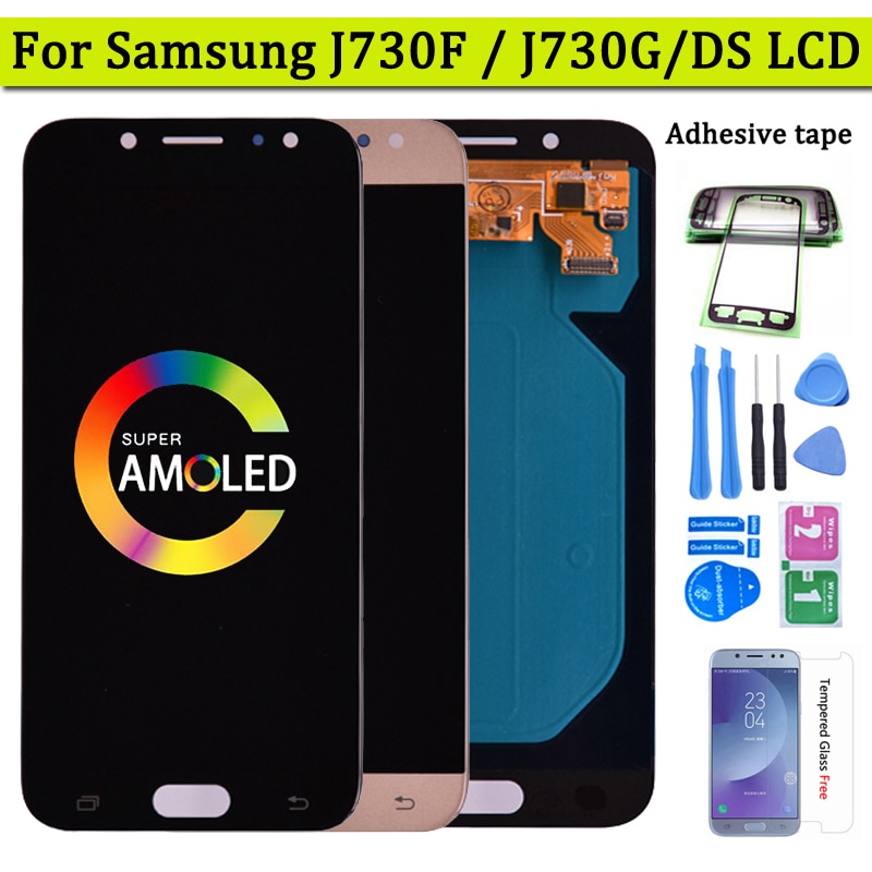 Super Amoled LCD สําหรับ Samsung Galaxy J7 Pro 2017 J730 J730F จอแสดงผล LCD และ Touch Screen Digitiz