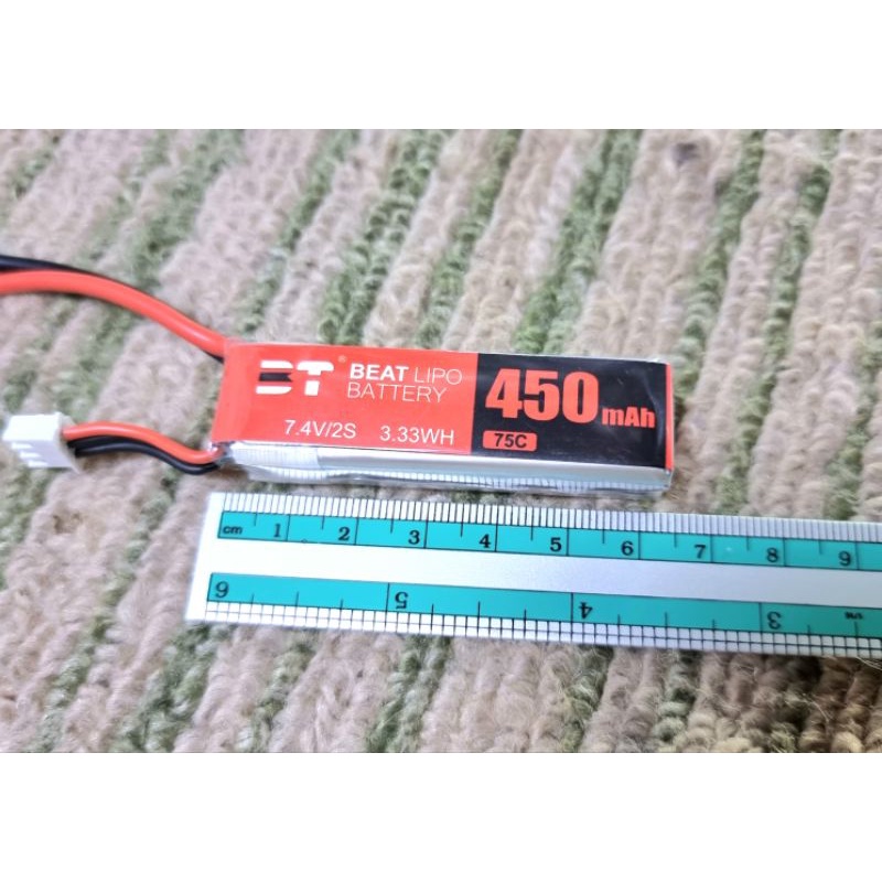 แบตลิโพ 2S.7.4v.450mah.75c.BT มาพร้อมปลั้กxt 60พร้อมใช้งานแบตซีสูงสำหรับเครื่องบิน 3D
