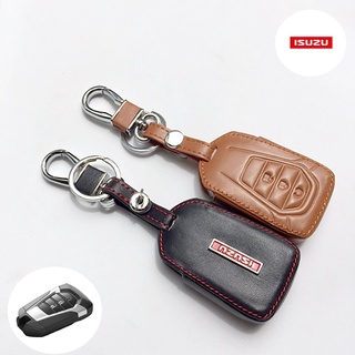 ซองหนังแท้ ใส่กุญแจรีโมทรถยนต์ รุ่นโลโก้เหล็ก New! Isuzu MU-X  V-Cross,BT-50 2020-2022 Smart Key