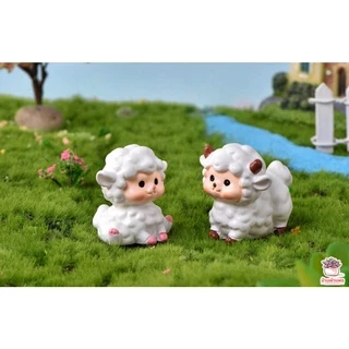 แกะน้อยร่าเริง [ เซต 6 ชิ้น ] ตุ๊กตาจิ๋ว โมเดลจิ๋ว แต่งสวน