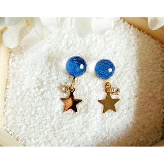 Korea Cute Star Earrings : ต่างหู ตุ้มหู เกาหลี รูป ดาว และ พระจันทร์ น่ารัก