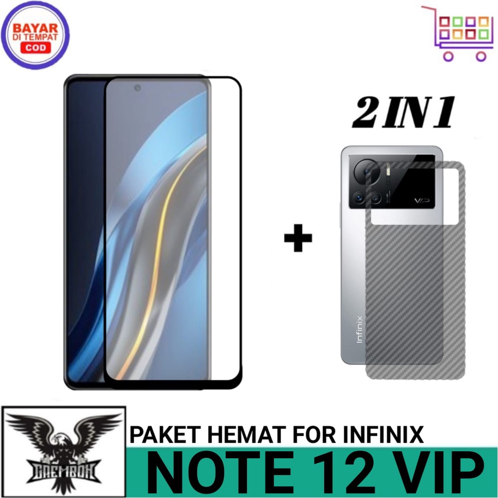 2IN1 TEMPERED GLASS PACKAGE INFINIX NOTE 12 VIP ANTI-SCRATCH GLASS ฟรี GARSKIN CARBON 3D