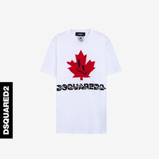 [S-5XL] Dsquared2/d2 เสื้อยืดแขนสั้น พิมพ์ลายใบเมเปิ้ล หน้ายิ้ม เข้ากับทุกการแต่งกาย แฟชั่นฤดูใบไม้ผลิ และฤดูร้อน สําหรั