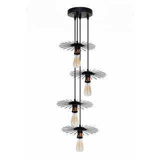 โคมไฟช่อ ไฟช่อ EVL HG-0018 สีดำ 4 หัว โคมไฟภายใน โคมไฟ หลอดไฟ CLUSTER PENDANT EVL HG-0018 BLACK 4-LIGHT