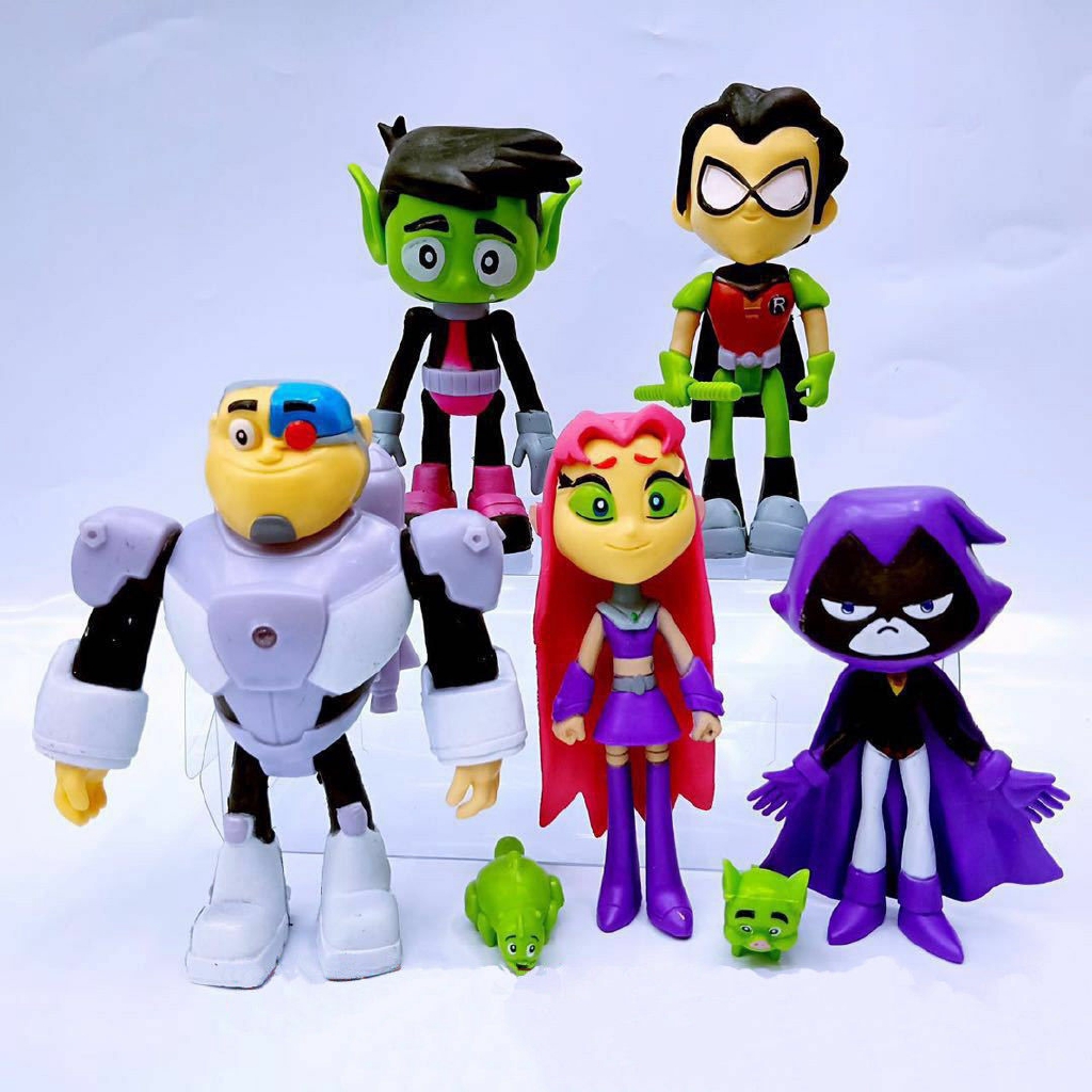 7PCS/Set Teen Titans PVC Action Figures Go Robin Cyborg Raven Beast Boy Kids Toy