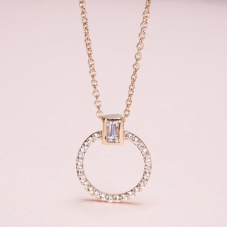 Grace Fine Jewelry สร้อยคอทอง 9K แซฟไฟร์สีขาวกลม