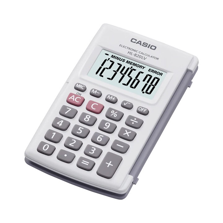 Casio Calculator เครื่องคิดเลข คาสิโอ รุ่น  HL-820LV-WE แบบพกพำ มีฝาปิด 8 หลัก สีขาว