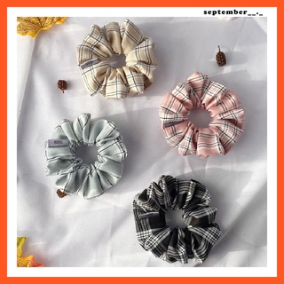 🧵 แฮนเมด 🍵☁️  ไซส์ L ยางรัดผมโดนัทลายสก็อต - Donut scrunchies