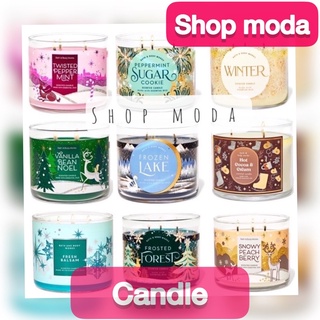 📌set4/4 แท้💯% เทียนหอม  Bath &amp; Body Works Candle Hot Cocoa&amp;Cream,SNOWY PEACH BERRY,TWISTED PEPPERMINT,WINTE