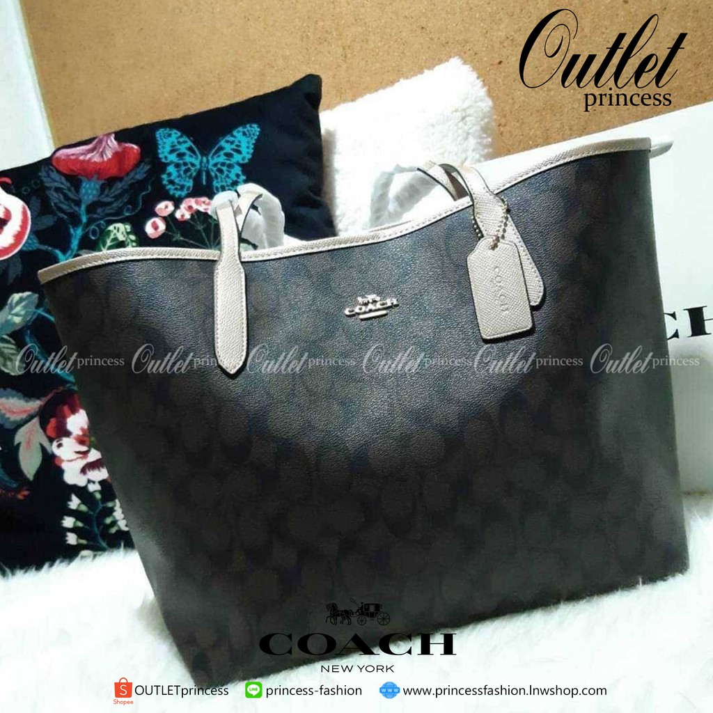 COACH C5696 CITY TOTE IN SIGNATURE CANVAS กระเป๋าถือทรงโท้ทใบใหญ่ ใส่ของได้ของครบครัน รุ่นใหม่ล่าสุด