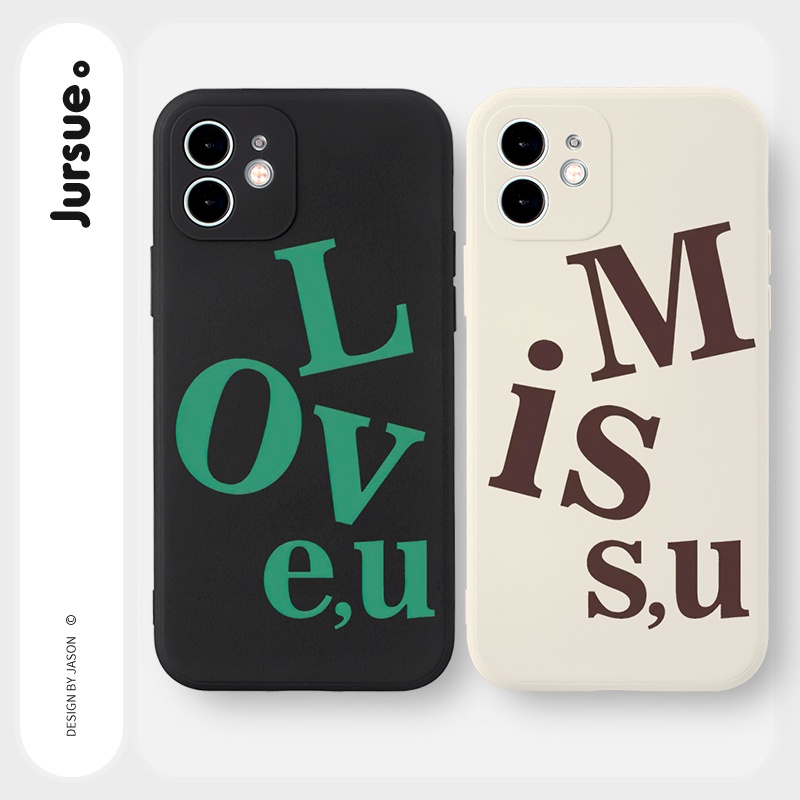 JURSUE เคสคู่ เคสไอโฟน คู่รัก ขอบเหลี่ยมกันกระแทกซิลิโคนนุ่มน่ารักตลก เคสโทรศัพท์ Compatible for iPhone 16 15 14 13 12 11 Pro Max SE 2020 X XR XS 8 7 Plus พลัส Y2246