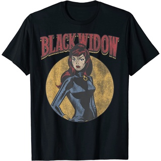 เสื้อยืด พิมพ์ลาย Marvel Black Widow สไตล์เรโทร สําหรับผู้ใหญ่Size S-5XL