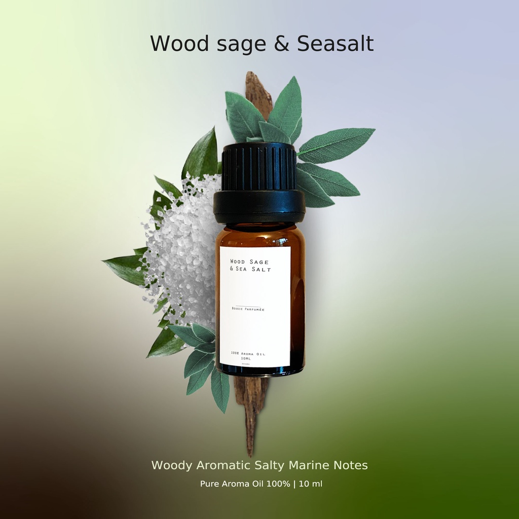 (ลด50.-โค้ดหน้าร้านลด25+SKY111CNลด25) น้ำมันหอมระเหย 100% กลิ่นJo.L Wood sage&Sea salt ขนาด 10ml Pure Aroma Oil (no box)