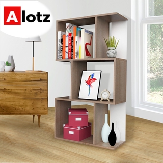 [2สี] Alotz ชั้นวางของไม้ ชั้นวางหนังสือไม้ 4 ชั้น 3 ช่อง 59x21x106 cm รับน้ำหนัก 25 kg ลายไม้ โซลิค/ขาว, วอลนัท/ขาว