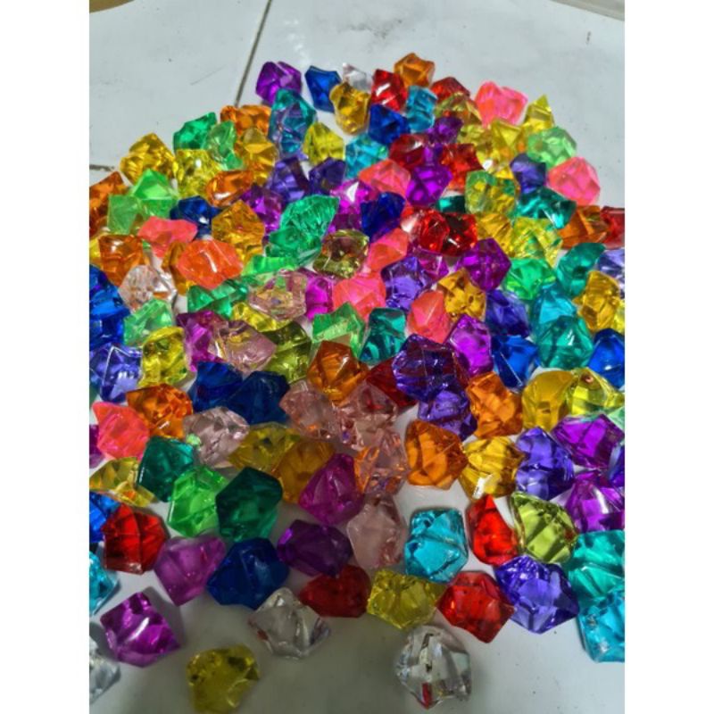 หินคริสตัลใส 1 นิ้ว #คละสี ใช้ตกแต่งตู้ปลา1 แพค มี 10 เม็ด