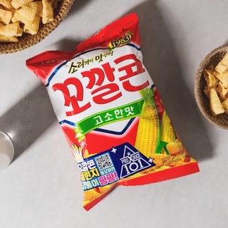 พร้อมส่ง 꼬깔콘 고소한맛 ขนมข้าวโพดอบกรอบรสเผ็ด Lotte Kkokkalcon Snack (Nutty flavor) 77g