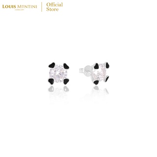 Louis Montini (Jewelry) Sterling Silver 925 Earrings ต่างหูเงินแท้ 92.5% ต่างหูผู้หญิง รูปเพชรกับหัวใจ LJER64