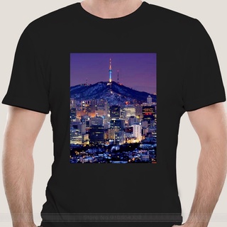 เสื้อยืด พิมพ์ลาย Seoul South Korea Asia Cityscape Skyscrapers Dongdaemun shubuzhi สําหรับผู้ชาย