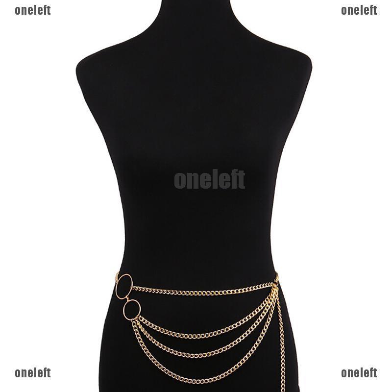 YONE Women Metal Chain Retro Belt High Waist Hip Coin Charms Waistband