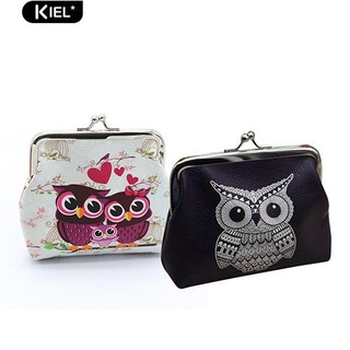 ‴ผู้หญิง Vintage Cute Owl Pattern กระเป๋าสตางค์ขนาดเล็ก Hasp Purse Clutch Bag กระเป๋าถือ