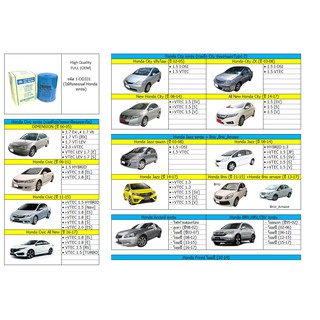 กรองน้ำมันเครื่อง honda (City,Jazz,Brio,Civic,BRV,HRV,Accord)