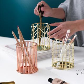 Metal Pen Pencil Holder Desk Organizer Case, School Office Stationery Storage Box