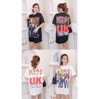 เสื้อยืด Oversize แขนสั้น ใส่ได้ทั้งชายและหญิง สกรีน Kiss UK แนว Street เด็ก Board  🎠🎠