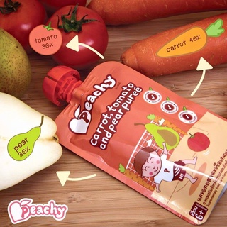 Peachy ซอสสูตรผลไม้ สูตรเนื้อสัตว์ อาหารเสริมพีชชี่ อาหารเด็ก อาหารเสริมสำหรับเด็กเล็กอายุ 6 เดือนขึ้นไป ขนมเด็ก