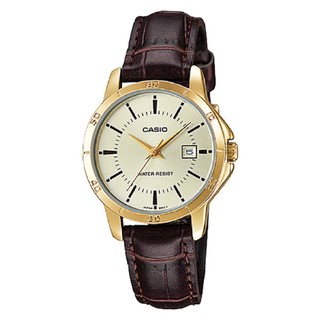 Casio Standard นาฬิกาข้อมือผู้หญิง - สีเงิน สายหนังสีดำ รุ่น LTP-1094Q-7B2