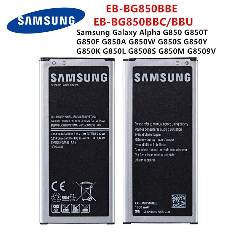 SAMSUNG Original EB-BG850BBE EB-BG850BBC/BBU แบตเตอรี่1860MAh สำหรับ Samsung Galaxy Alpha G850 G850A