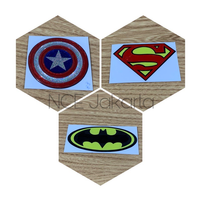 SUPERMAN BATMAN CAPTAIN AMERICA LOGO RAISED สติ๊กเกอร์