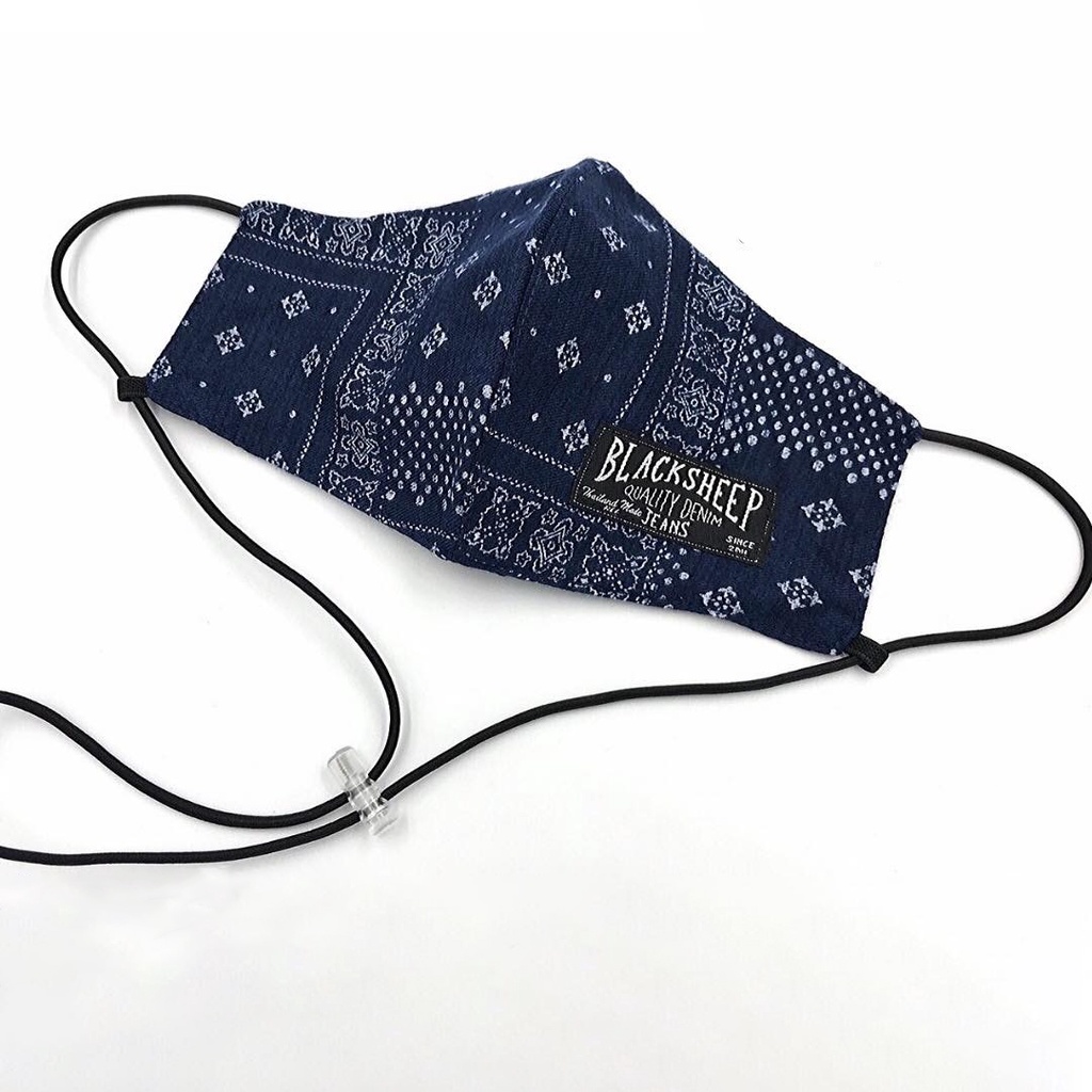 Blacksheepjeans Mask หน้ากากผ้าอนามัย ป้องกันแบคทีเรียและน้ำลาย รุ่น BSM3D-VER3.1 สีน้ำเงิน