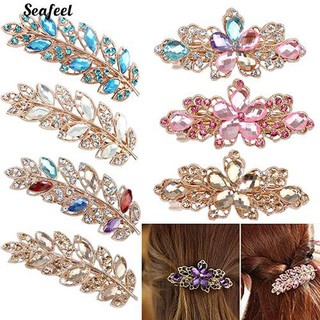 สตรีดอกไม้ประดับคริสตัล Rhinestone Hair Barrette Clip Hairpin Jewelry