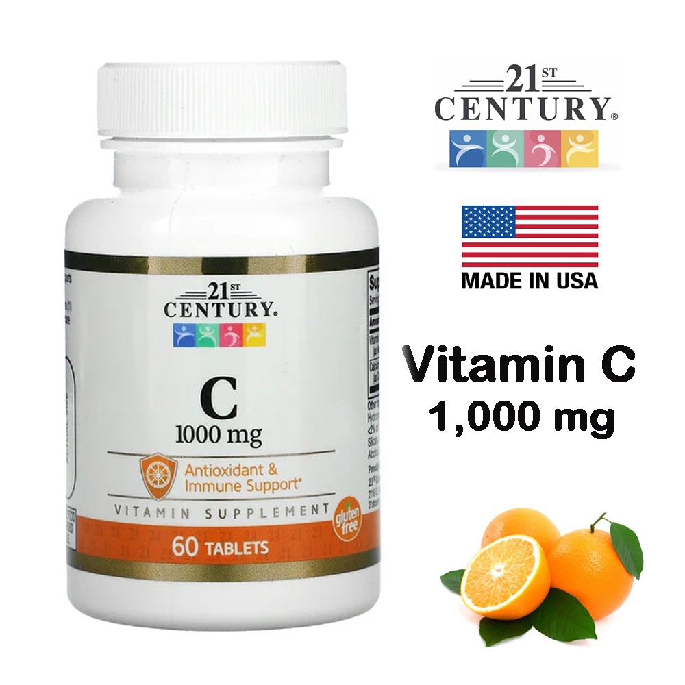 วิตามินซี 1000 มิลลิกรัม 21st Century, Vitamin C, 1,000 mg, 60 Tablets