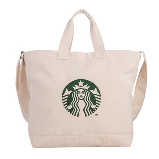 🔥ลดแรง‼️⚡️👜 Starbucks Bag ✅ กระเป๋าสตาร์บั๊ค กระเป๋าผ้า กระเป๋าสะพายข้างสีขาว ช้อปไต้หวัน🇹🇼