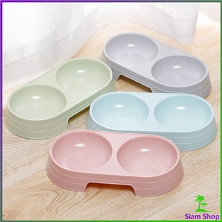 แบบ 2 หลุม 2 Size ชามใส่น้ำ และอาหาร ชามข้าวแมว ชามข้าวหมา  Pet bowl