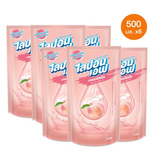 ราคาLipon F ผลิตภัณฑ์ล้างจาน ไลปอนเอฟ เจแปนนีส พีช (Japanese Peach) ชนิดถุงเติม 500 มล. 6 ถุง