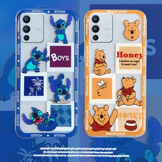 เคส Handphone Case VIVO V23 V23E Y76 X70 Pro 5G 2022 New Cute Cartoon Winnie The Pooh Stitch Silicagel Softcase Transparent Casing Shockproof Protective Cover VivoV23 5G เคสโทรศัพท์