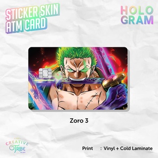 Zoro 3 HOLOGRAM - สติกเกอร์การ์ดผิว HOLOGRAM - Vinyl ATM Debit Credit Emoney Flazz Sticker One Piece