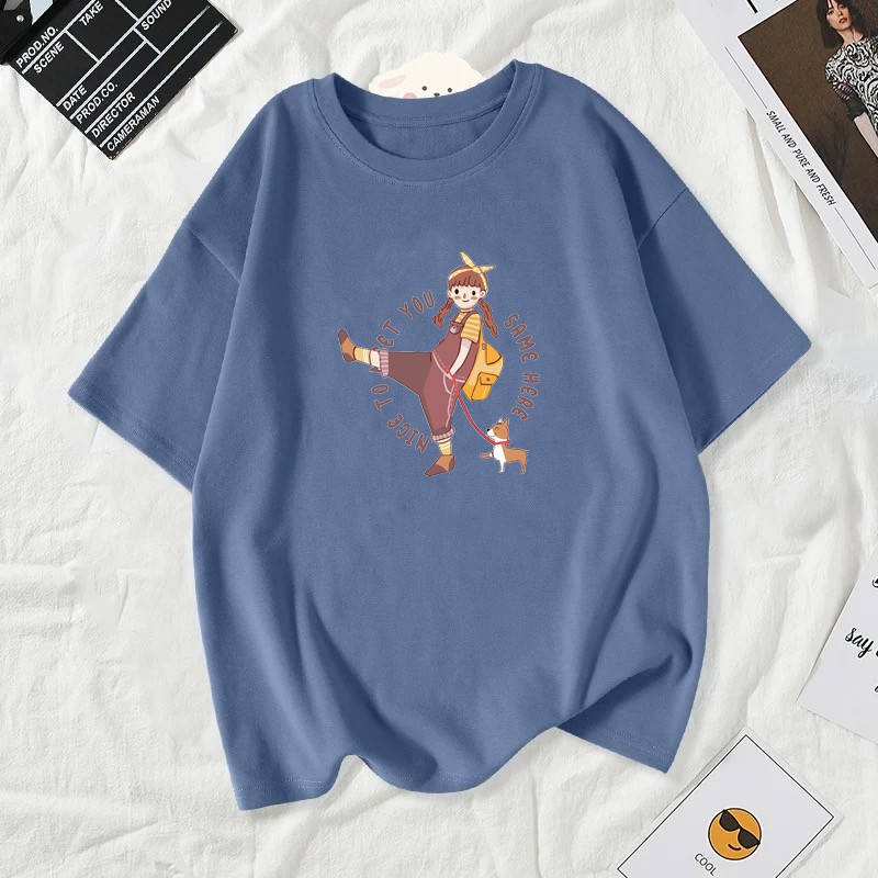 Cosco เสื้อยืดผู้หญิงสาวลายการ์ตูนน่ารัก#8810